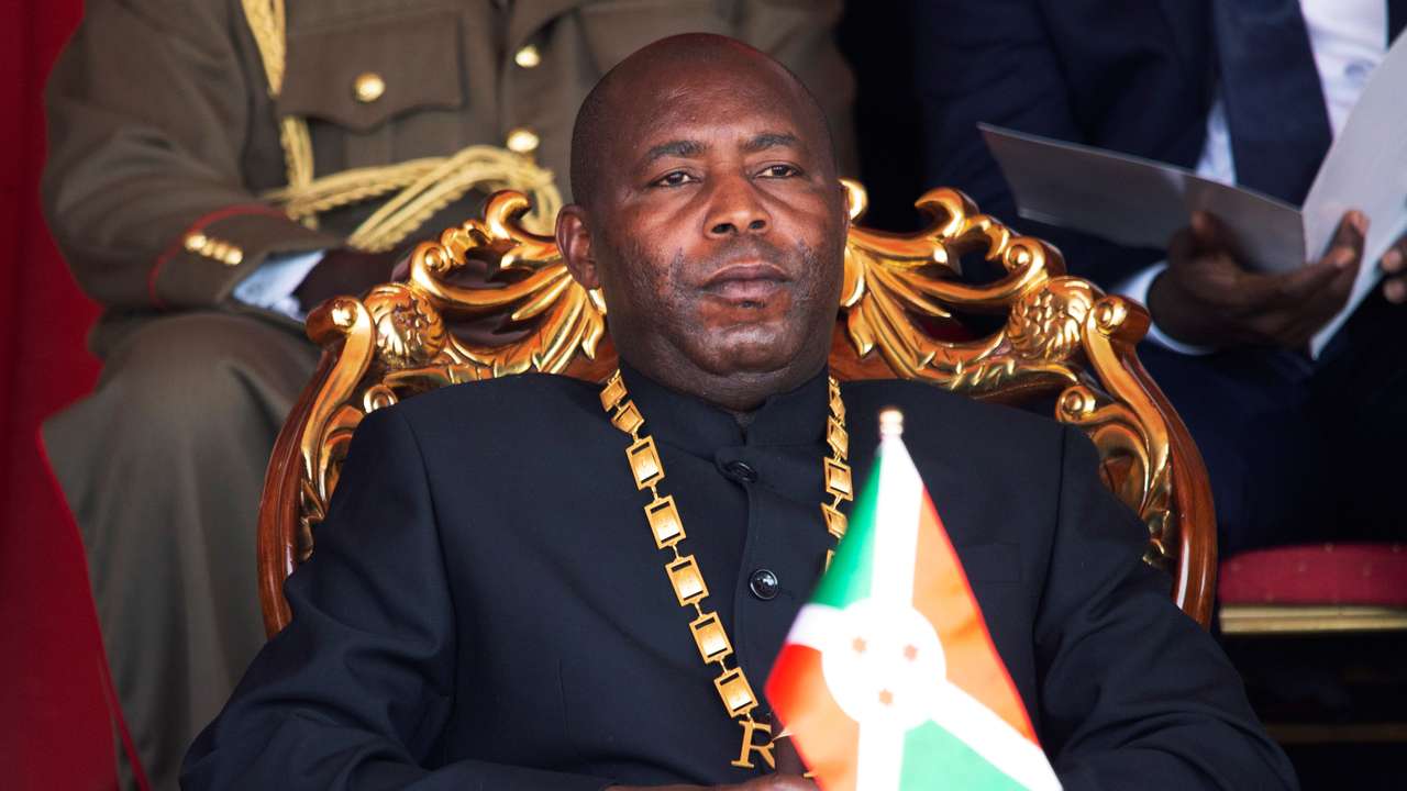 Burundi's President elect Evariste Ndayishimiye attends his inauguration ceremony at the Ingoma Stadium in Gitega