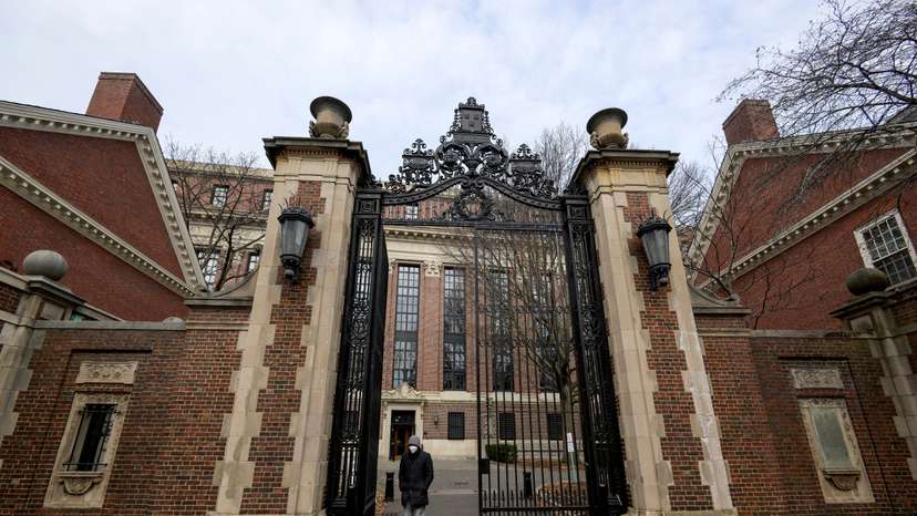 FILE PHOTO: An unidentified person is seen walking through Harvard yard