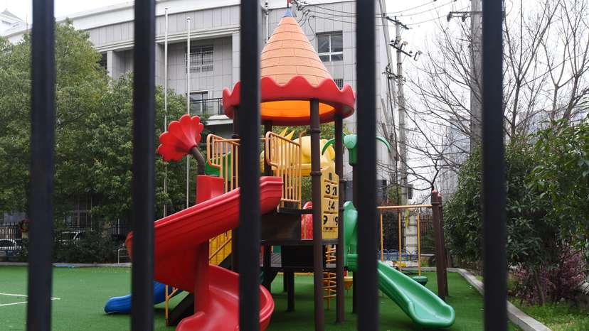 Playground is seen through the fence of a closed kindergarten in Wuhan, the epicentre of the novel coronavirus outbreak