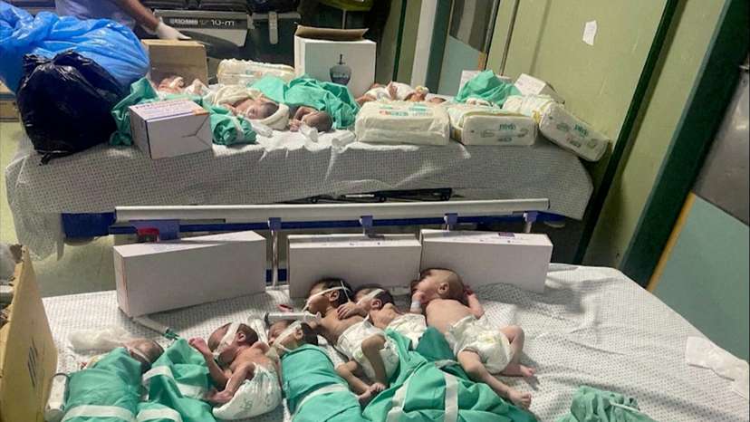 FILE PHOTO: Newborns taken off incubators in Gaza's Al Shifa hospital after power outage
