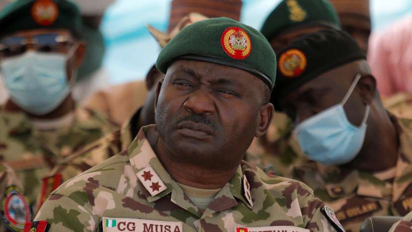 Nigerian Major General Christopher Musa attends an event in Ngarannam in Nigeria