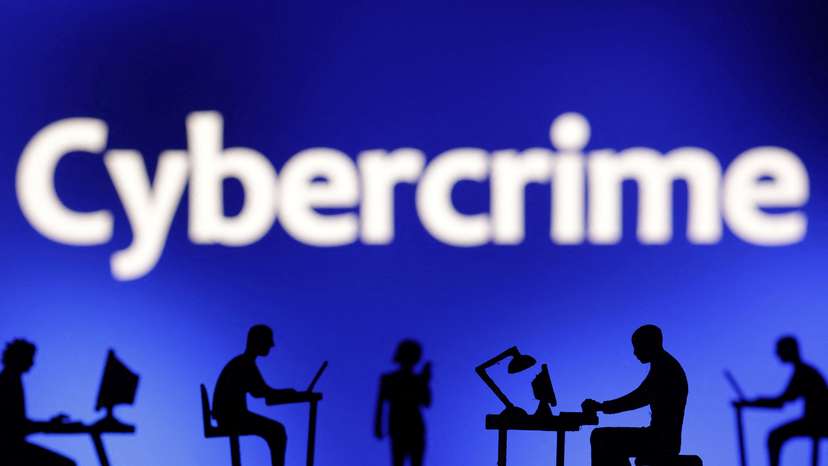 Illustration shows the word "Cybercrime"