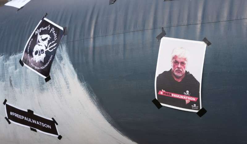Demonstration in support of U.S.-Canadian anti-whaling activist Paul Watson in Copenhagen