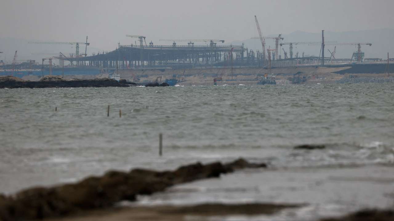 FILE PHOTO: Construction of Xiang'an International Airport in China's Xiamen as seen from Kinmen