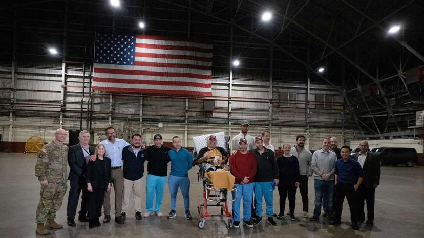 Freed American prisoners who were held in Venezuela arrive at Joint Base San Antonio in San Antonio, Texas
