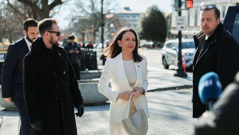 U.S. President Donald Trump meets Venezuelan opposition leader Maria Corina Machado at the White House in Washington