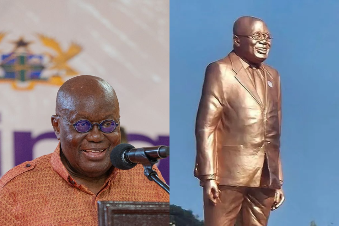 Ghana's President, Nana Addo Dankwa Akufo-Addo and the statue of himself
