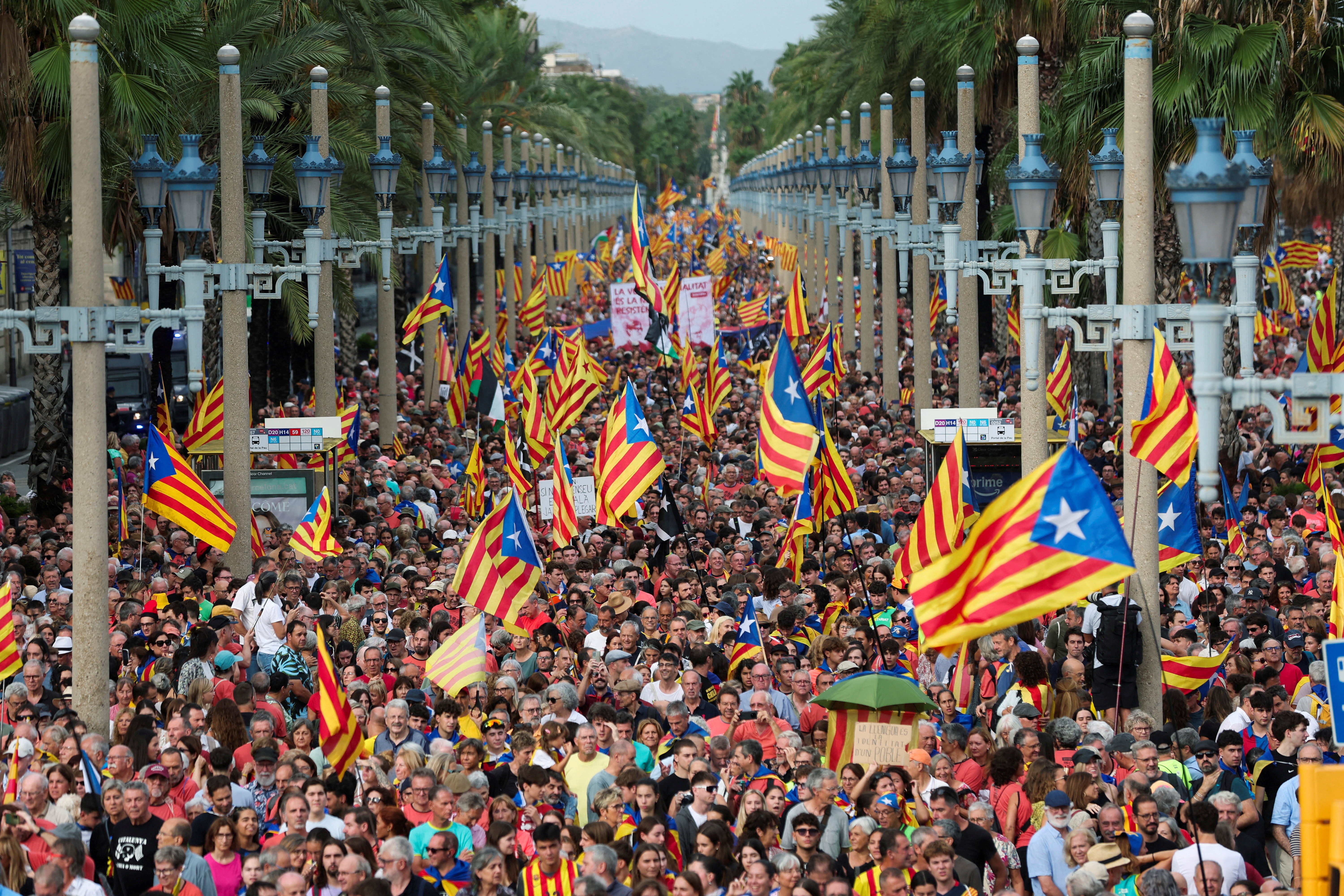 Catalan separatist march to celebrate "La Diada", Catalonia's national day