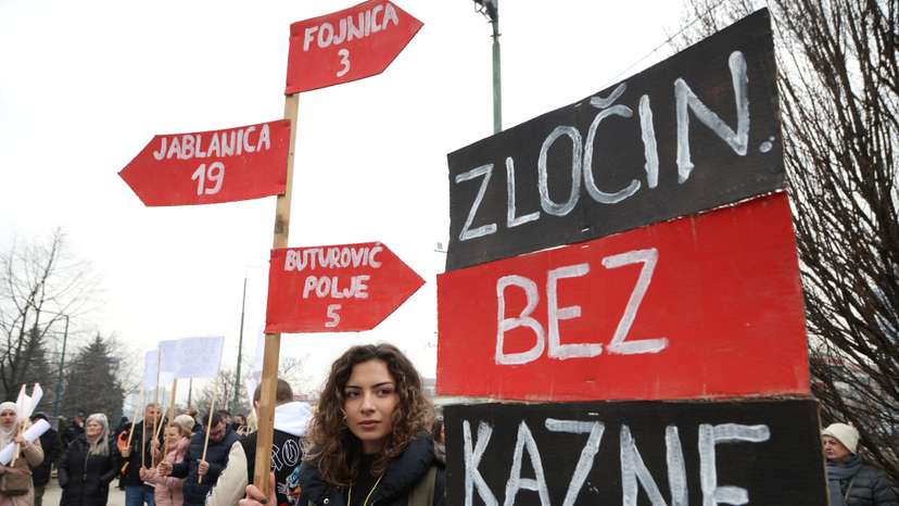 Protest demanding government responsibility over the death of people who were killed in devastating floods, in Sarajevo