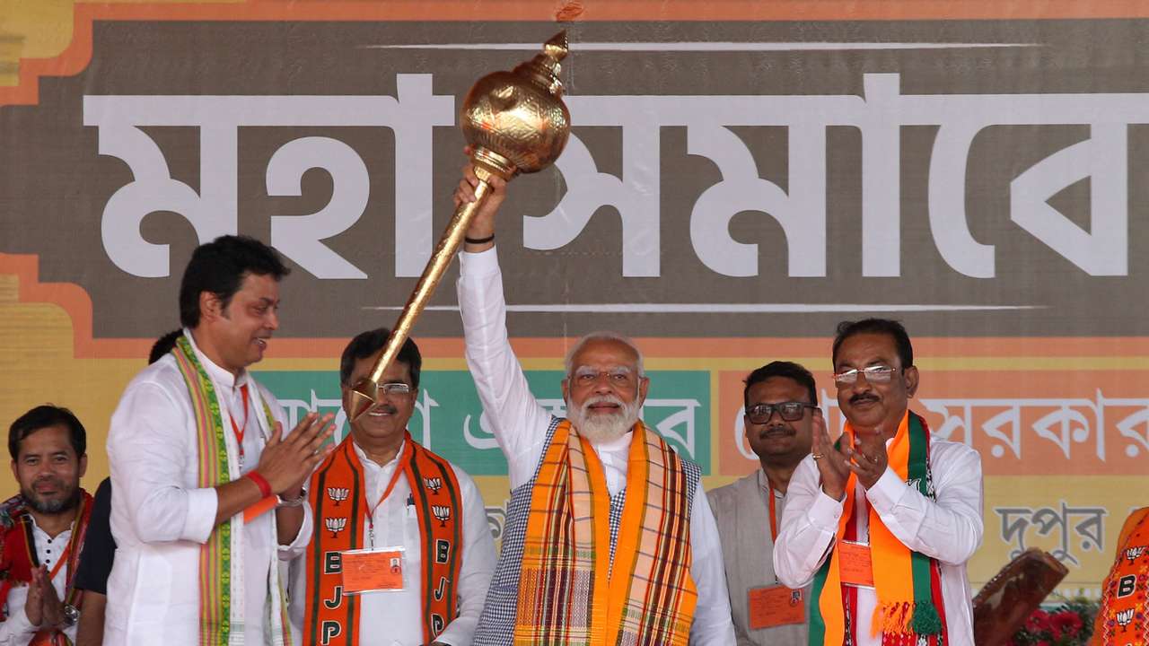 An election election campaign rally by PM Modi in Agartala