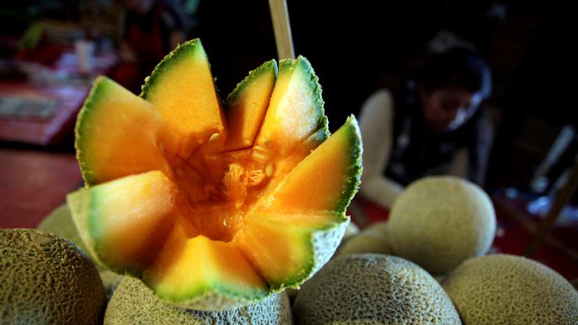 FILE PHOTO: Cantaloupes are pictured at a fruit stall in Mexico City