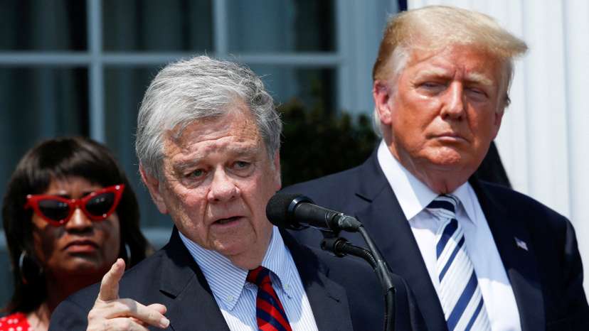 FILE PHOTO: Former U.S. President Trump speaks at his golf club in Bedminster, New Jersey