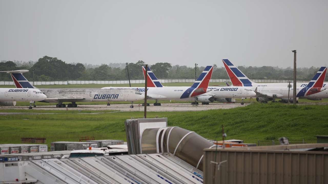 FILE PHOTO: Cuba' state-owned airline Cubana airplanes are seen parked at the Havana's International Airport in Havana