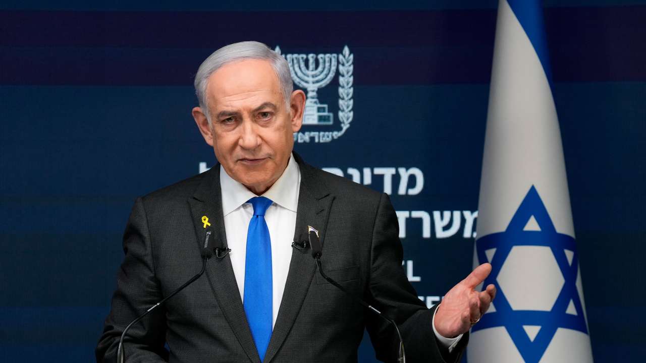 Israeli PM Netanyahu speaks during a news conference in Jerusalem