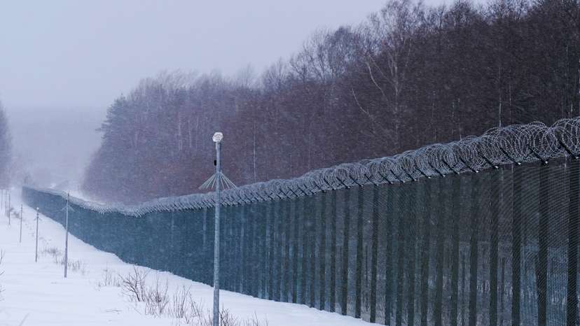 FILE PHOTO: A general view of Belarus-Lithuania border in Kurmelionys