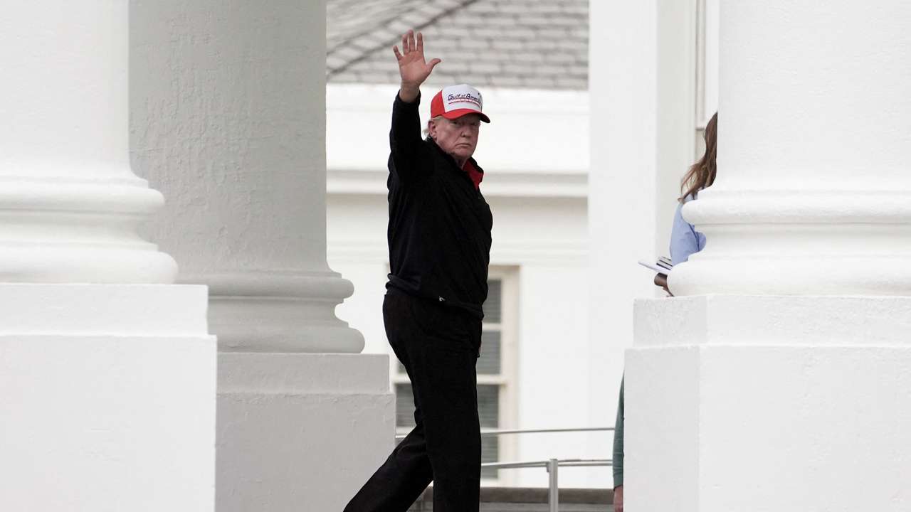 U.S. President Donald Trump returns the White House