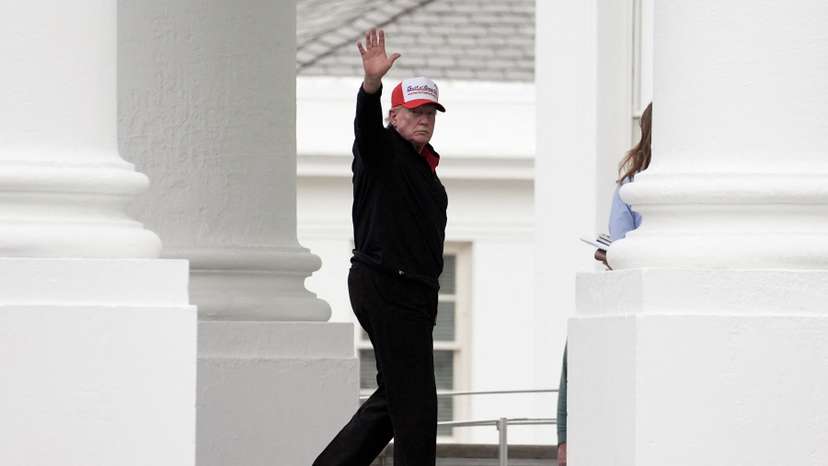 U.S. President Donald Trump returns the White House