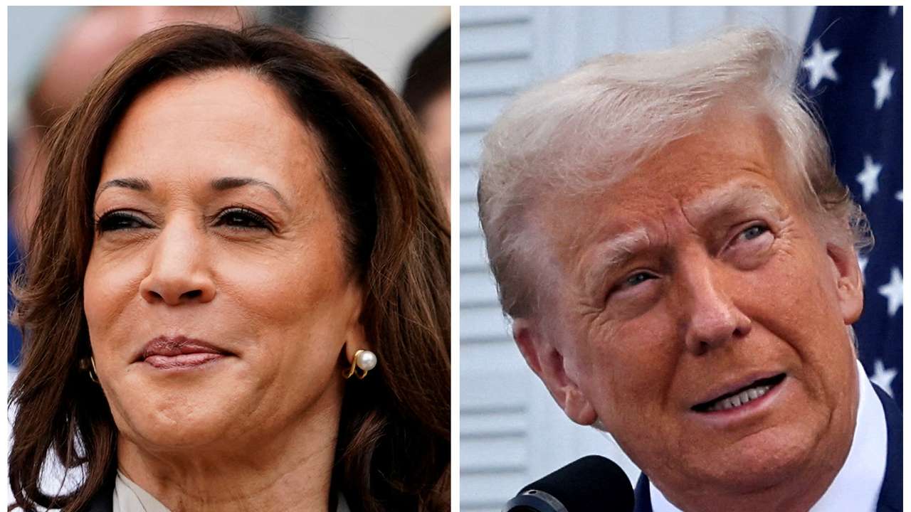 U.S. Vice President Kamala Harris and former U.S. President Donald Trump in combo photograph