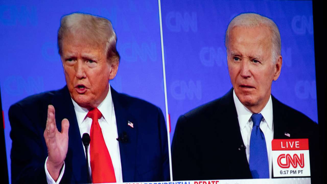 Voters gather to watch first presidential debate