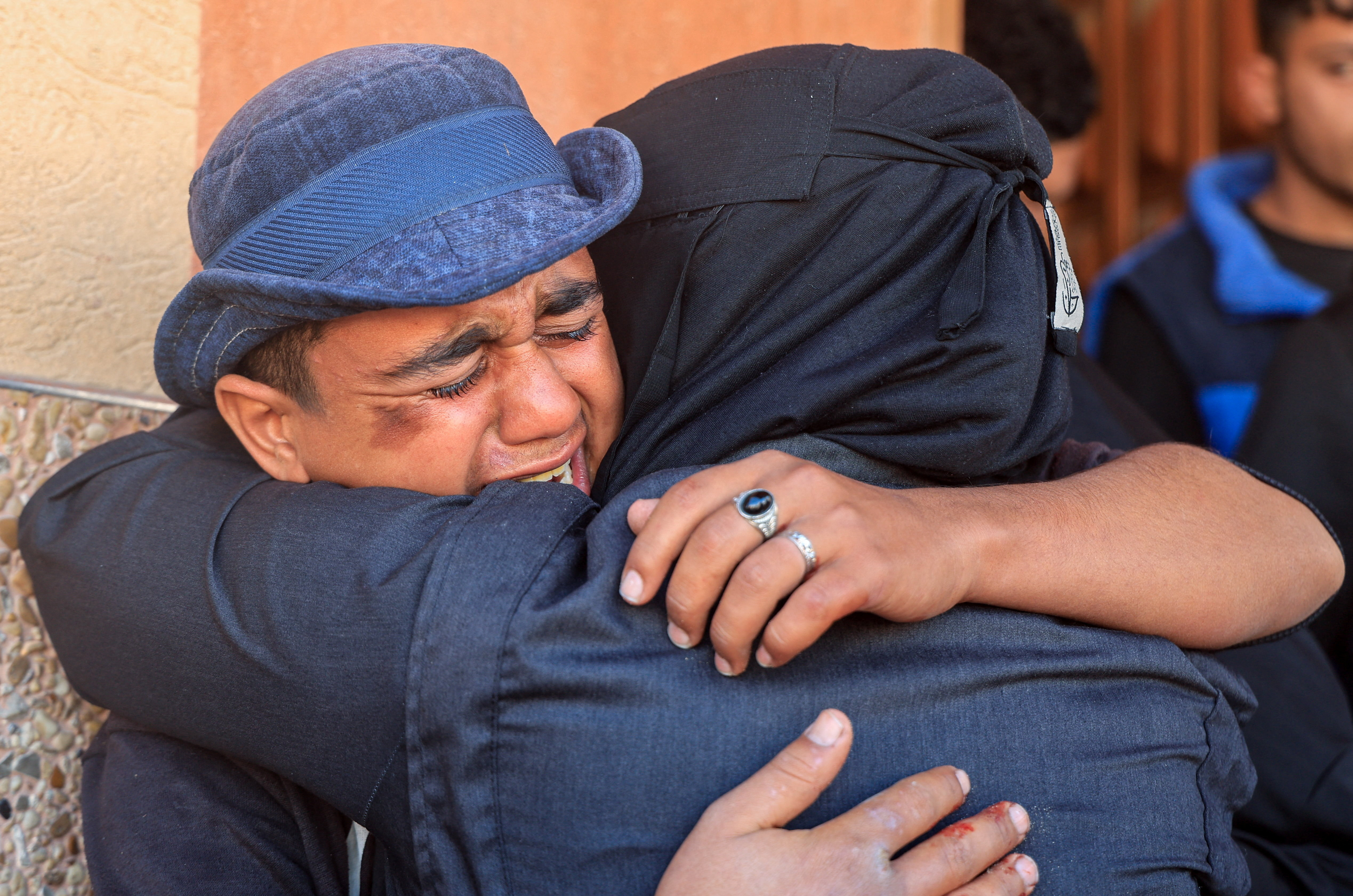 Funeral of Palestinians killed in an Israeli strike, according to medics, in Khan Younis