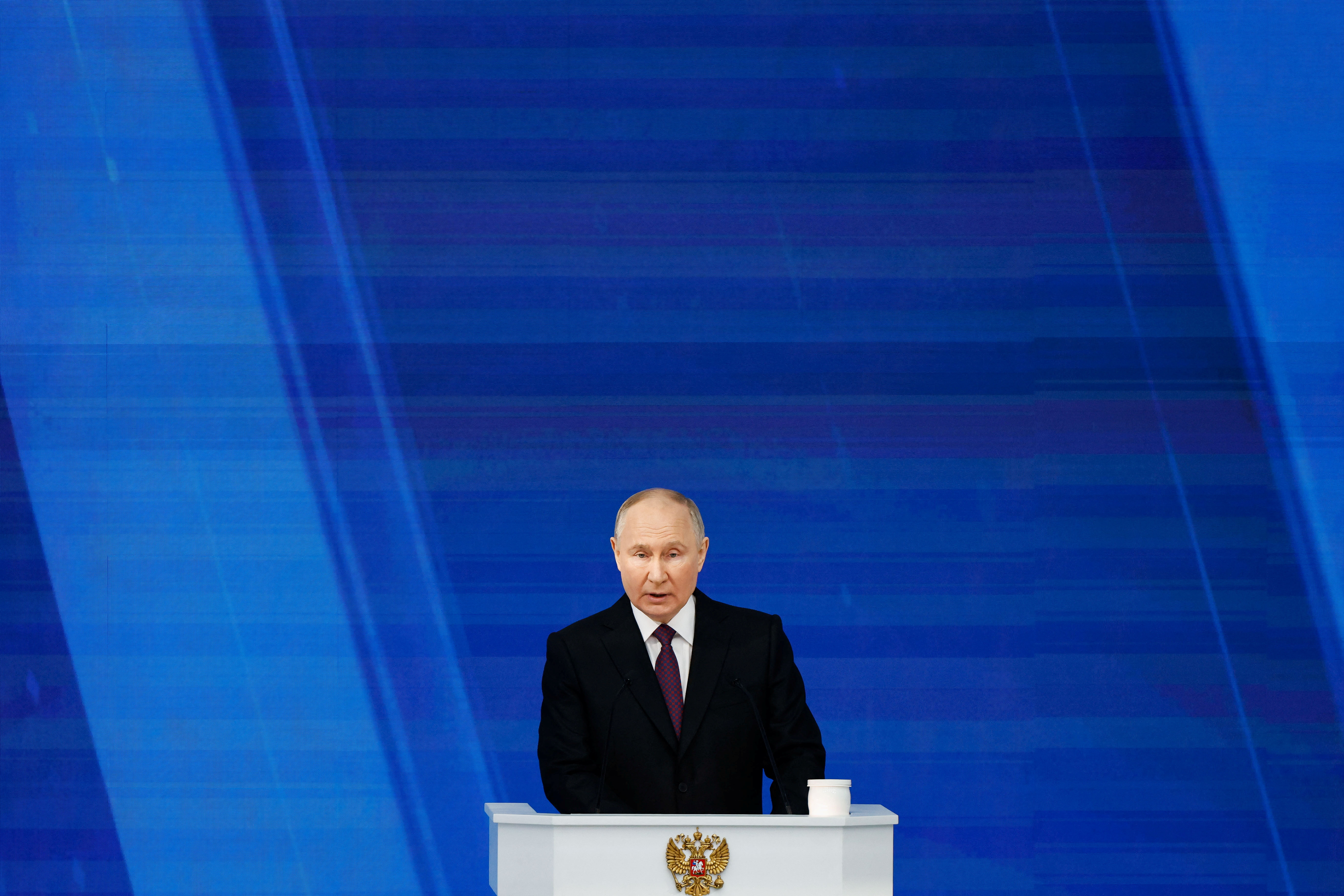 Russian President Putin addresses the Federal Assembly in Moscow