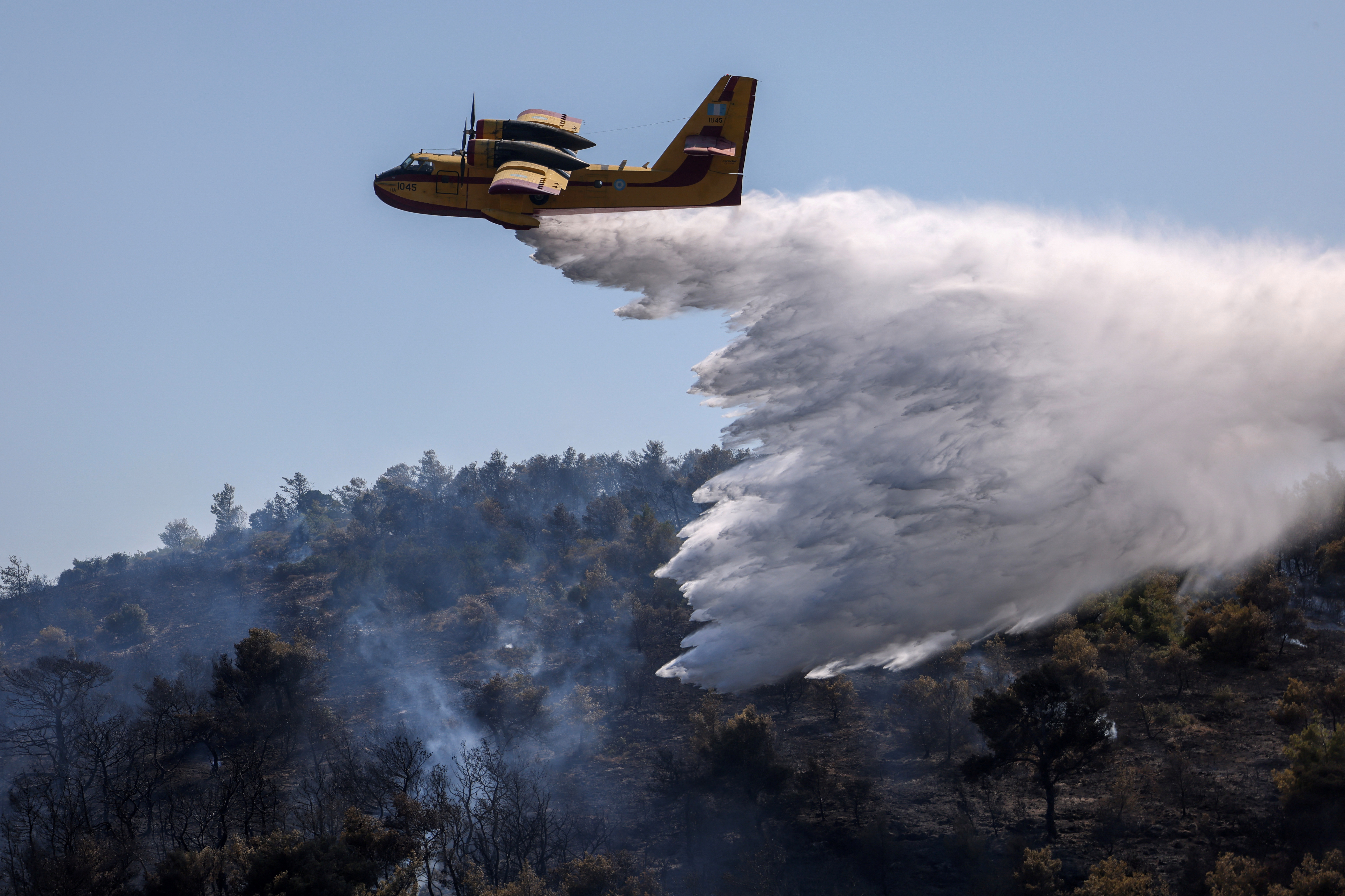 Wildfire burns in Ano Souli near Athens