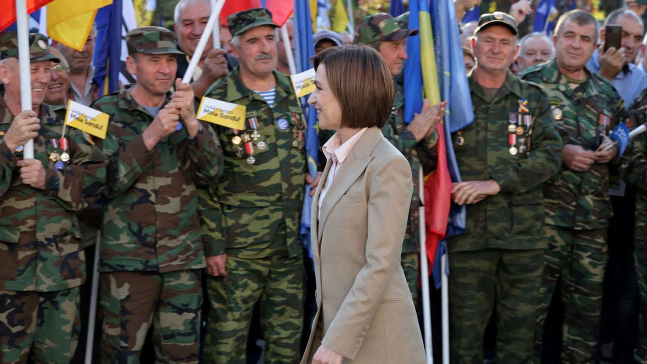 FILE PHOTO: Moldovan incumbent President Maia Sandu holds a campaign rally in Chisinau
