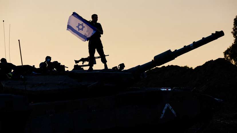 Israeli military operates near the border with Gaza, during a temporary truce between Israel and Palestinian Islamist group Hamas