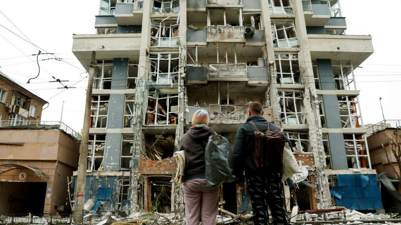 FILE PHOTO: Aftermath of a Russian drone strike, amid Russia's attack on Ukraine, in Kyiv,