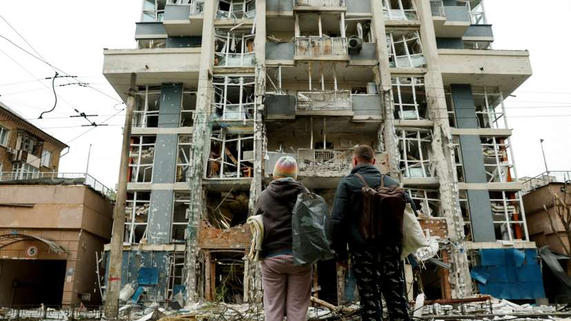 FILE PHOTO: Aftermath of a Russian drone strike, amid Russia's attack on Ukraine, in Kyiv,