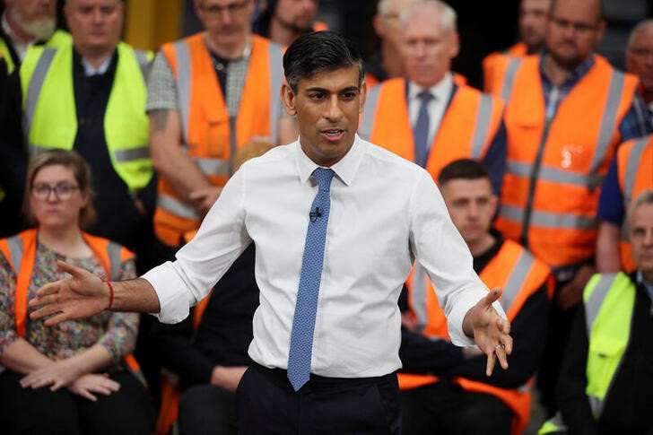 British Prime Minister Rishi Sunak campaigns, in Ilkeston