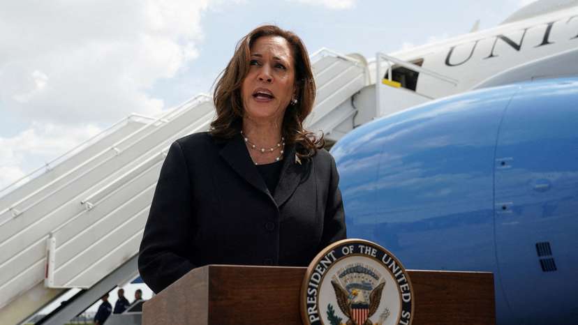 FILE PHOTO: U.S. Vice President Harris departs Houston