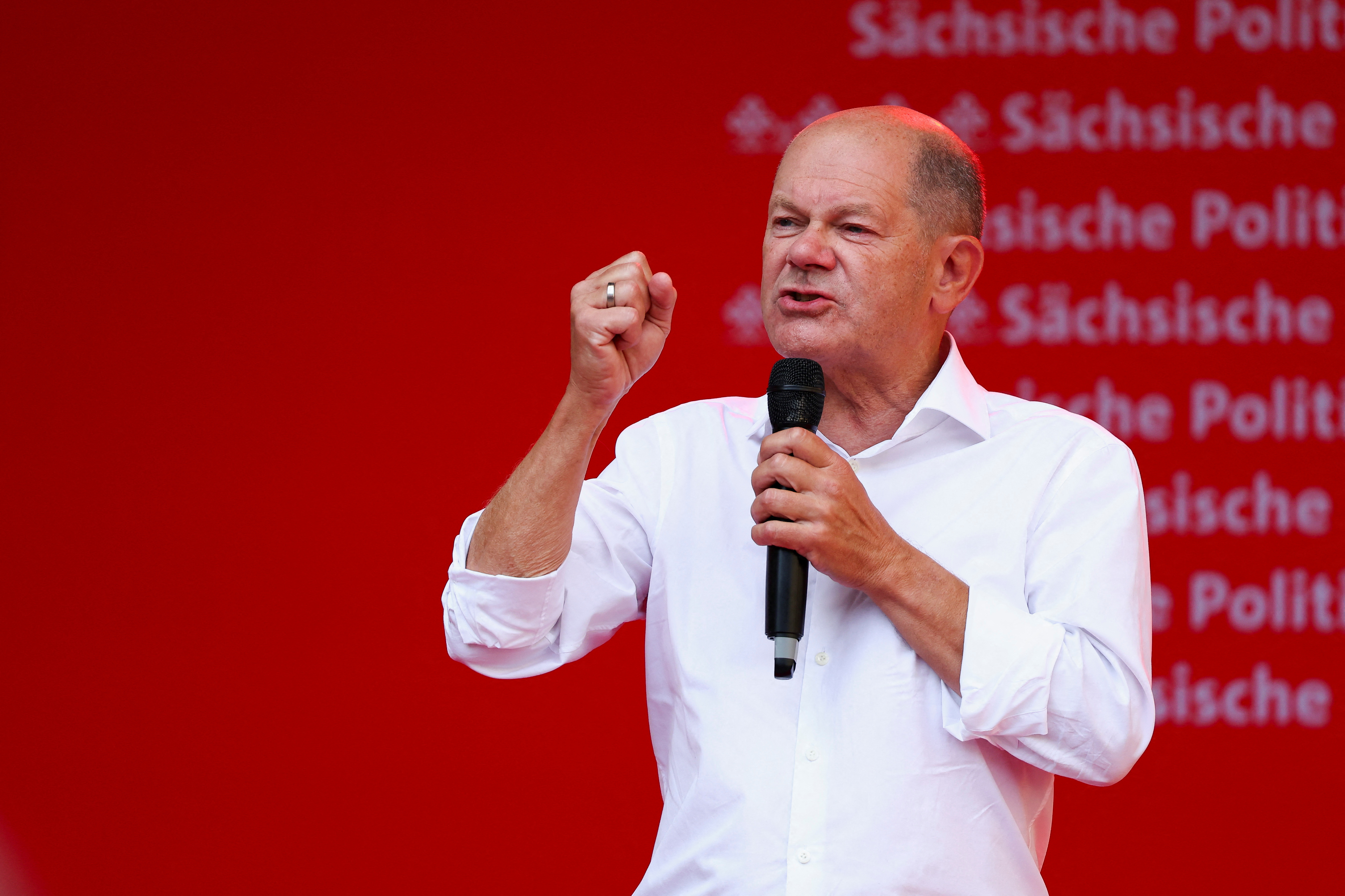 Social Democratic Party's (SPD) election campaign rally for the Saxony state elections in Chemnitz