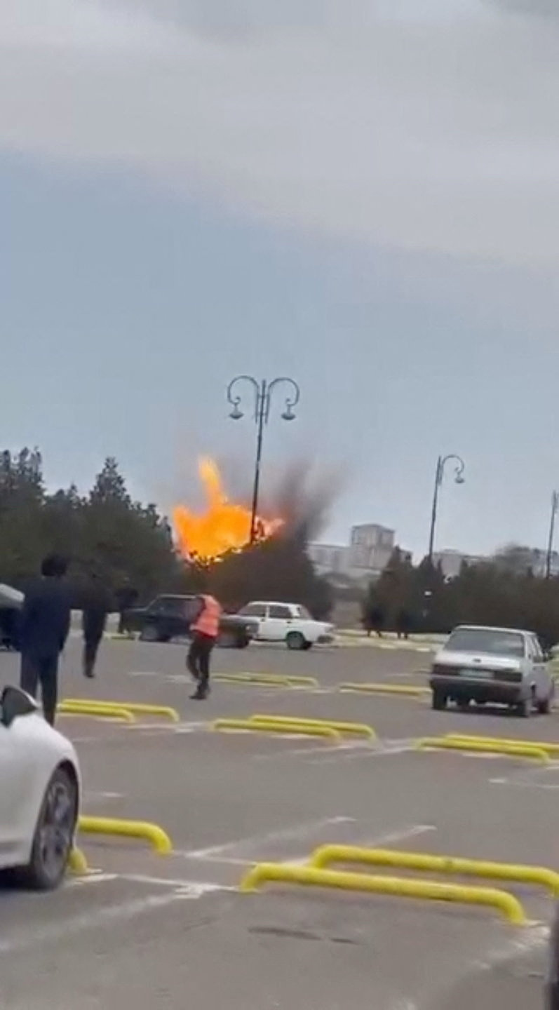 Eyewitness videos show moment drone explodes at Nakhchivan airport in Azerbaijan