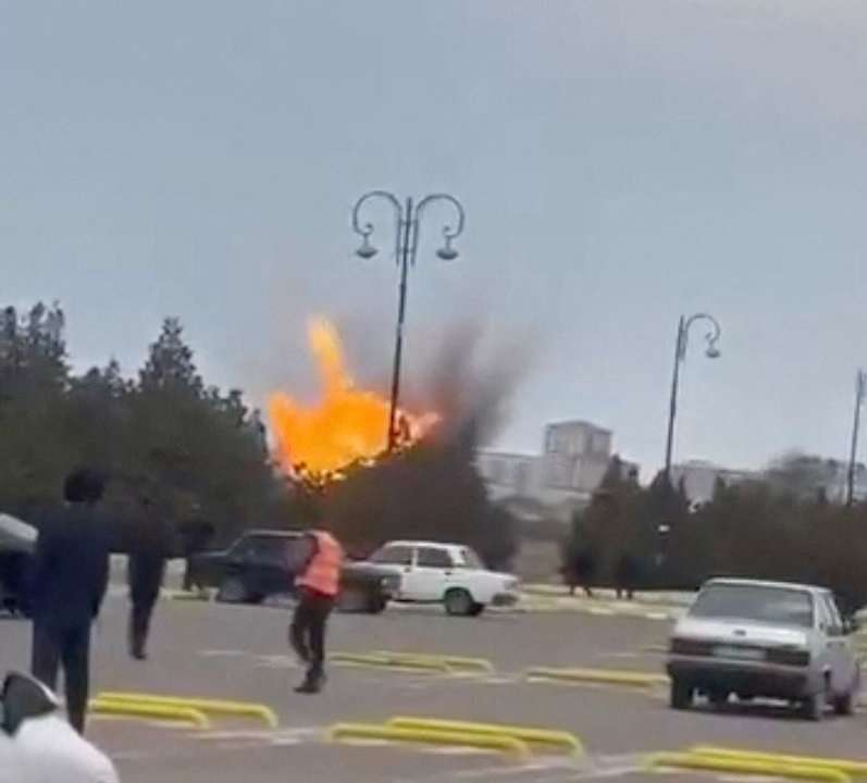 Eyewitness videos show moment drone explodes at Nakhchivan airport in Azerbaijan