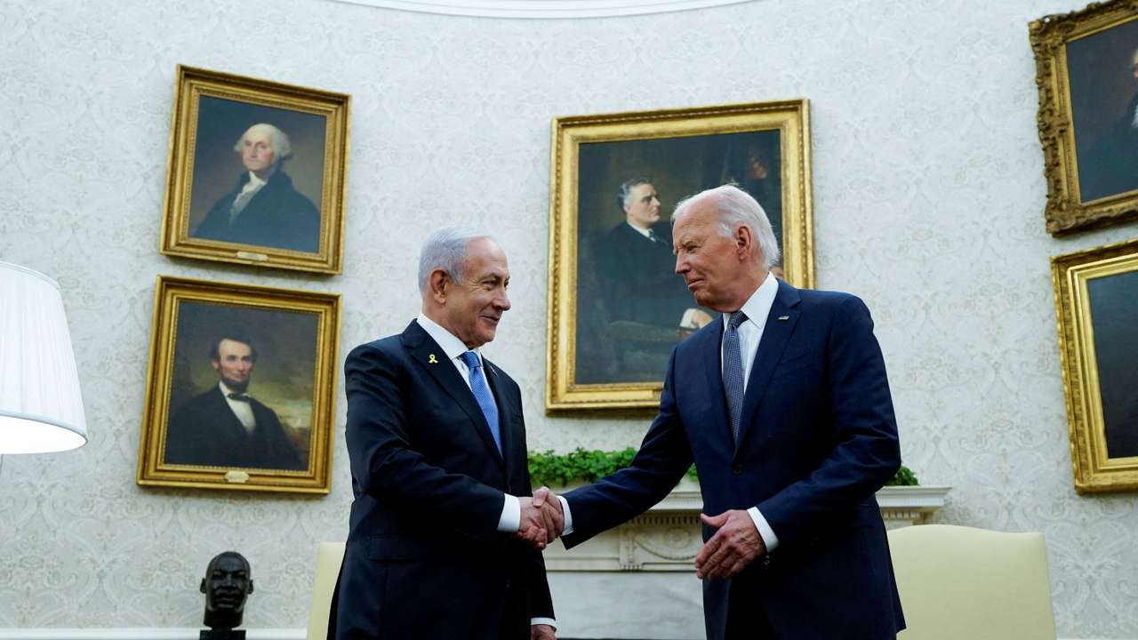FILE PHOTO: U.S. President Biden meets with Israeli PM Netanyahu at the White House in Washington