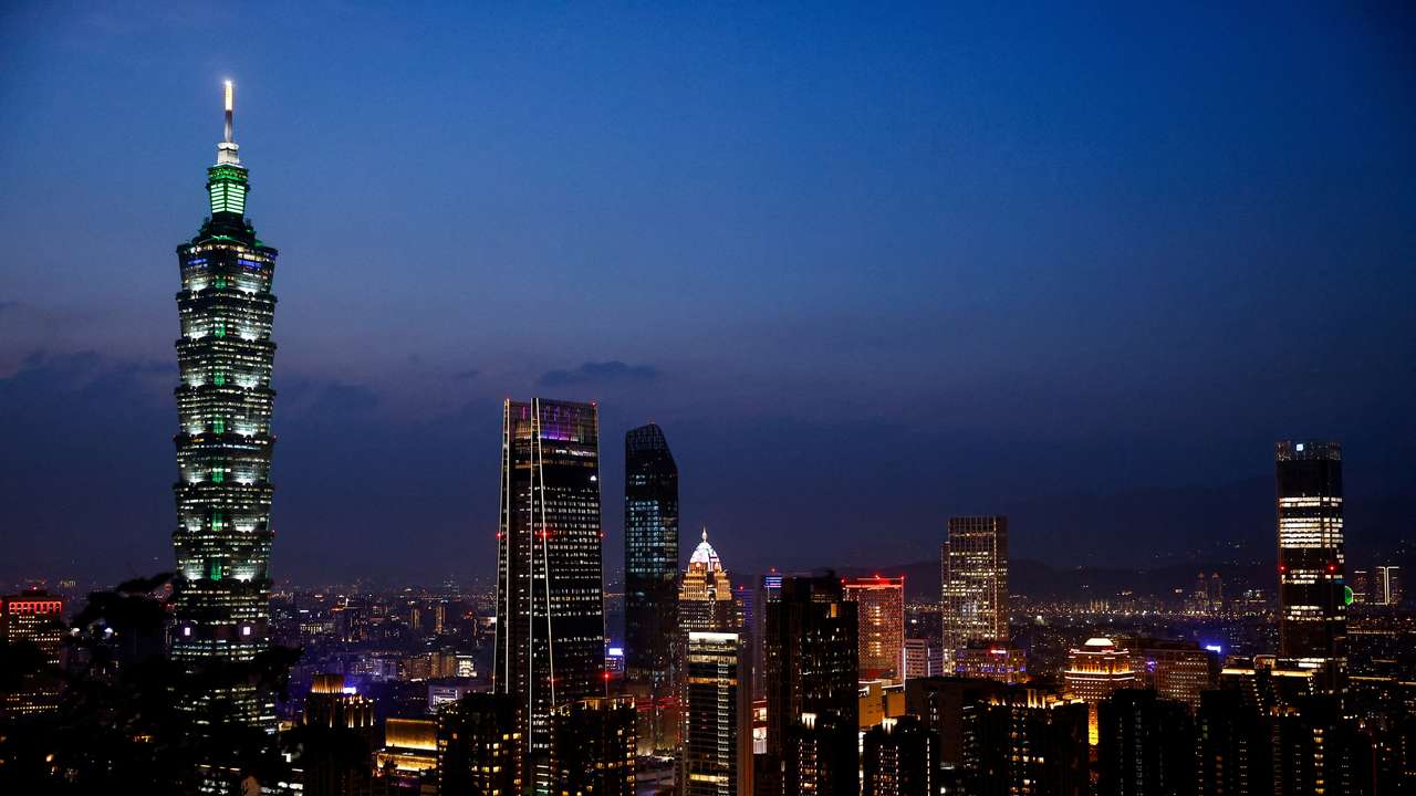 A view of Taipei 101 can be seen from Elephant Mountain in Taipei