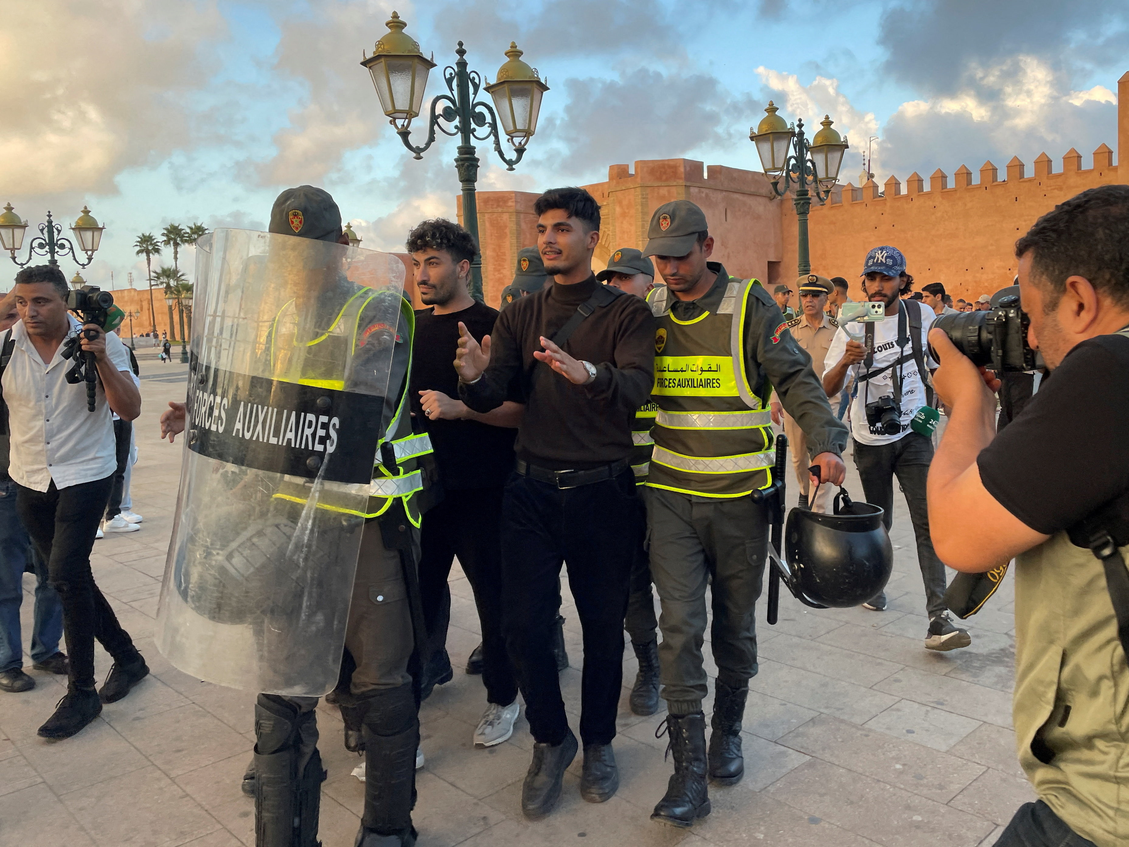 Security forces prevent a protest demanding reforms in education and health from taking place in Rabat