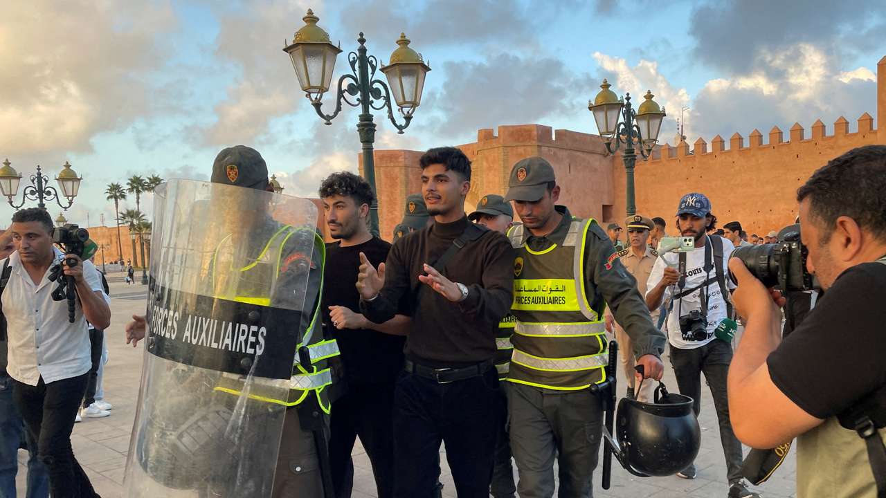 Security forces prevent a protest demanding reforms in education and health from taking place in Rabat
