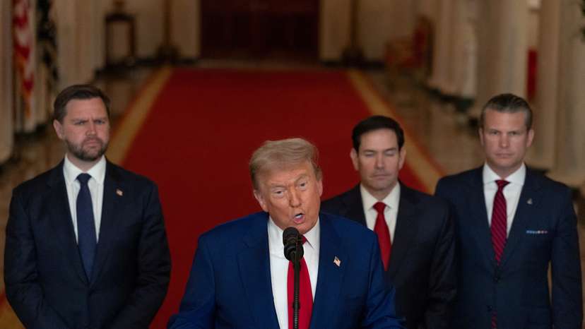 U.S. President Donald Trump delivers an address to the nation at the White House in Washington, following U.S. strikes on Iran's nuclear facilities