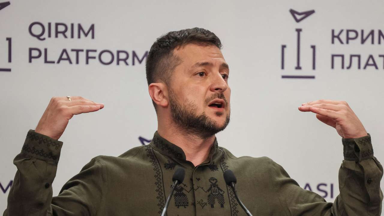 Ukraine's President Zelenskiy attends a news conference in Kyiv