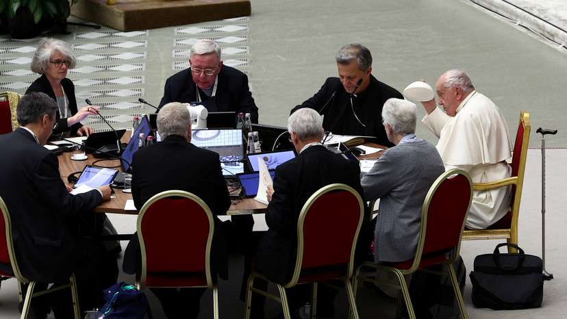 Pope Francis attends a meeting of the General Congregation of Synod of Bishops
