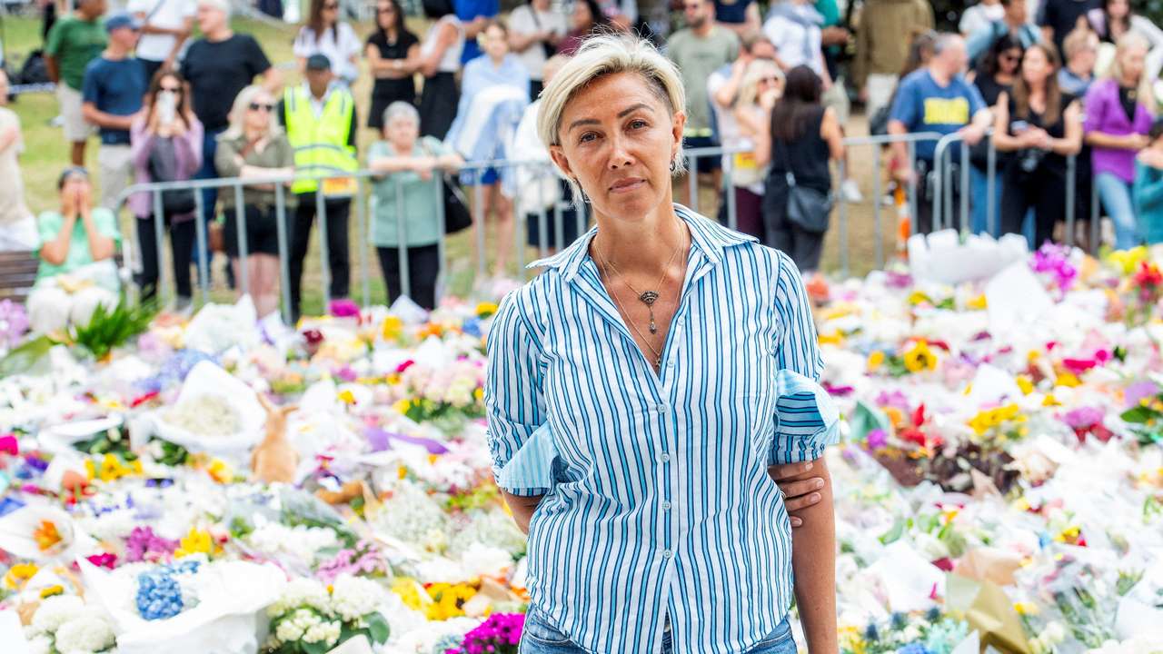 Memorial in honour to victims of a mass shooting at Bondi Beach, in Sydney