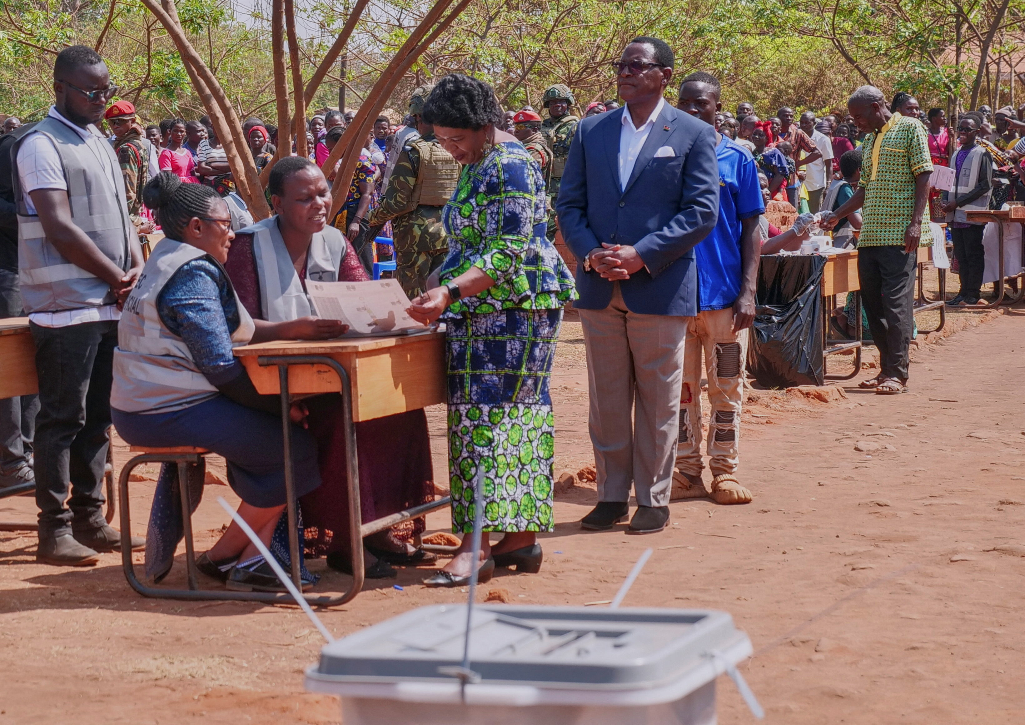 Malawian President Lazarus Chakwera waits to vote in the country's general election at Malembo village, west of the capital, Lilongwe, Malawi September 16, 2025. REUTERS/Eldson Chagara