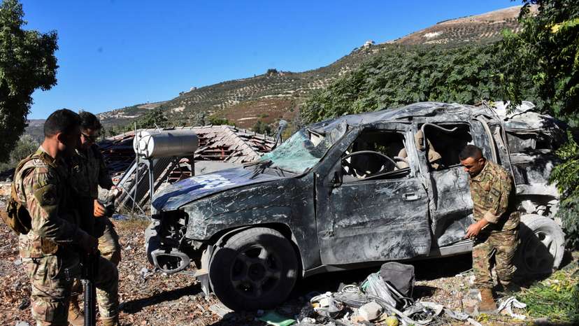 Aftermath of an Israeli strike in Hasbaya