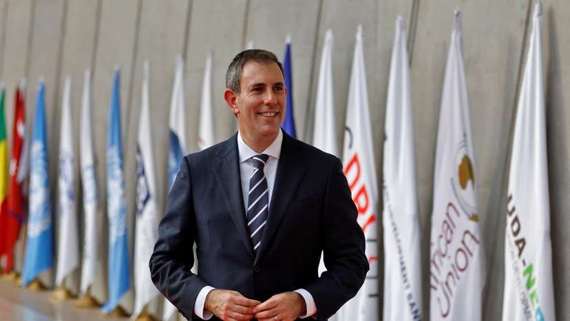Australian Treasurer Chalmers poses for a photograph as he arrives to attend a G20 finance ministers' and Central Bank governors' meeting at Gandhinagar