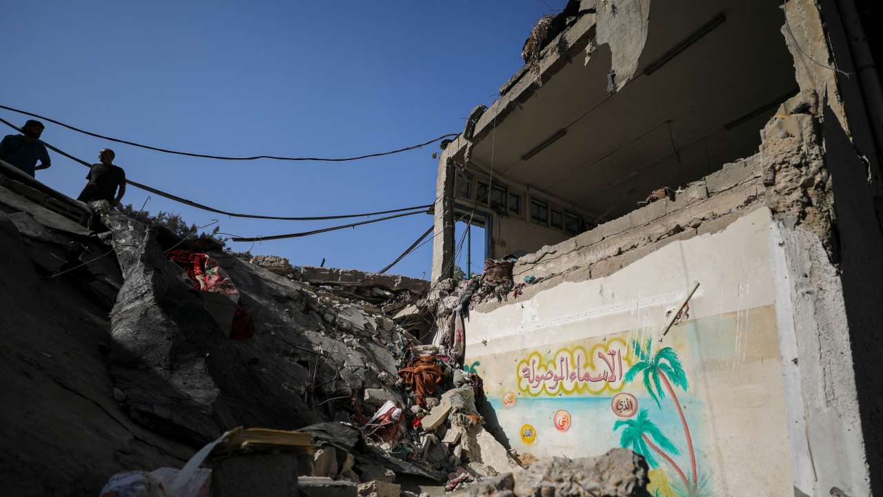 Aftermath of Israeli strike on school-turned-shelter at Beach camp in Gaza City