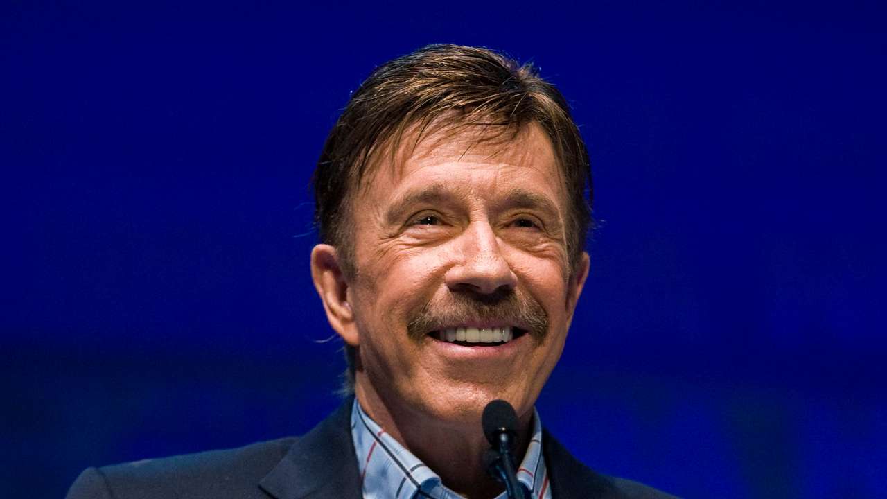 Actor Chuck Norris speaks during the National Rifle Association's 139th annual meeting in Charlotte