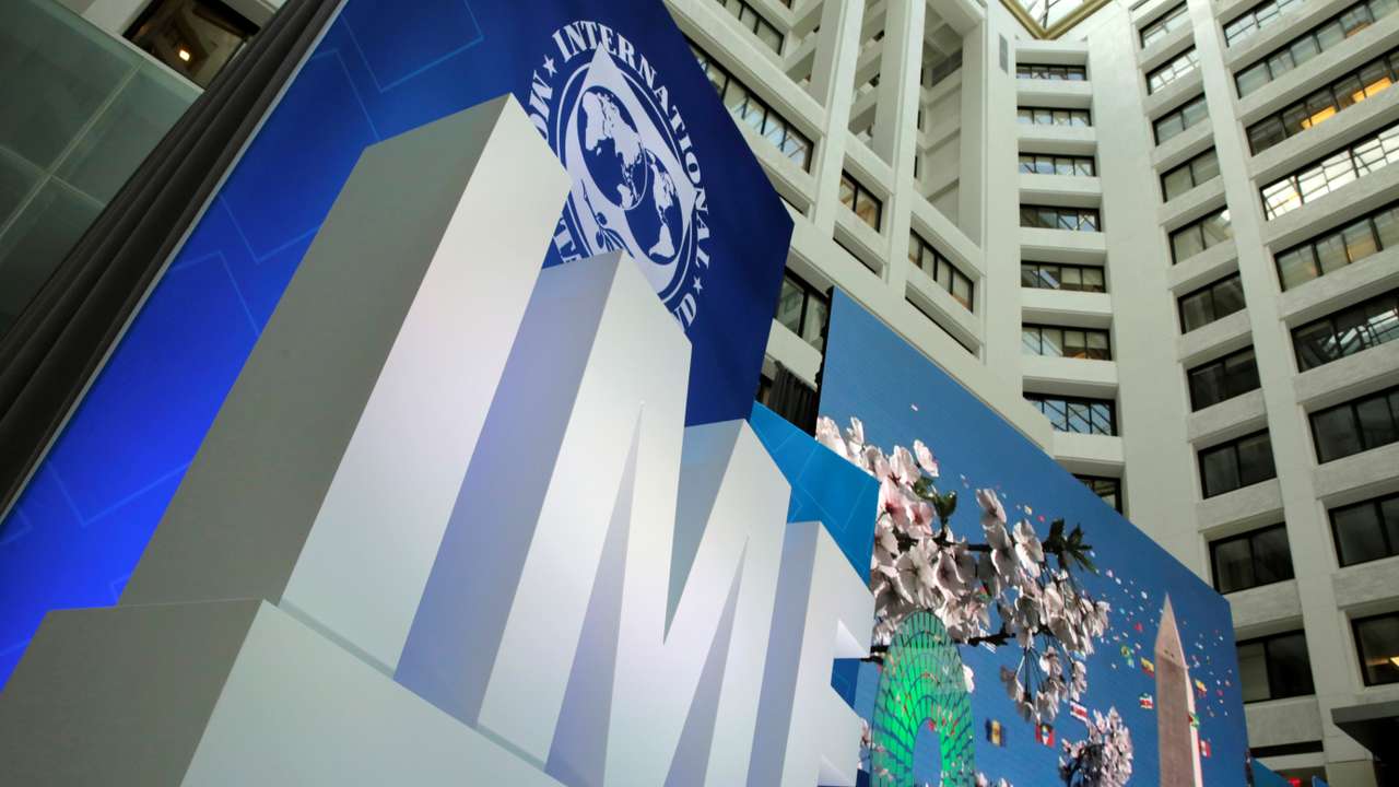 International Monetary Fund logo is seen