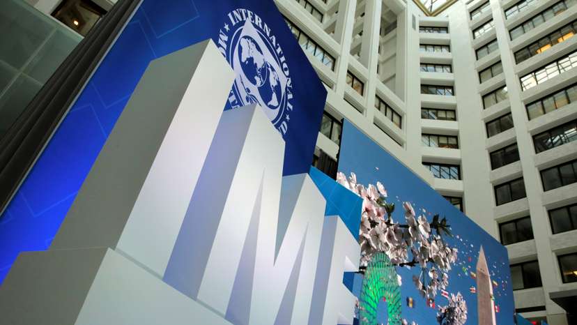 International Monetary Fund logo is seen